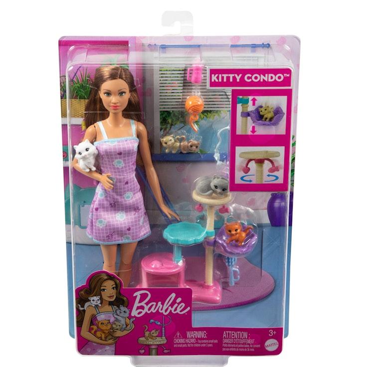 Barbie Kitty Condo -muotinukke ja kissanpennut leikkisetti