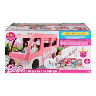 Barbie Dreamcamper -asuntoauto uima-altaalla leikkisetti