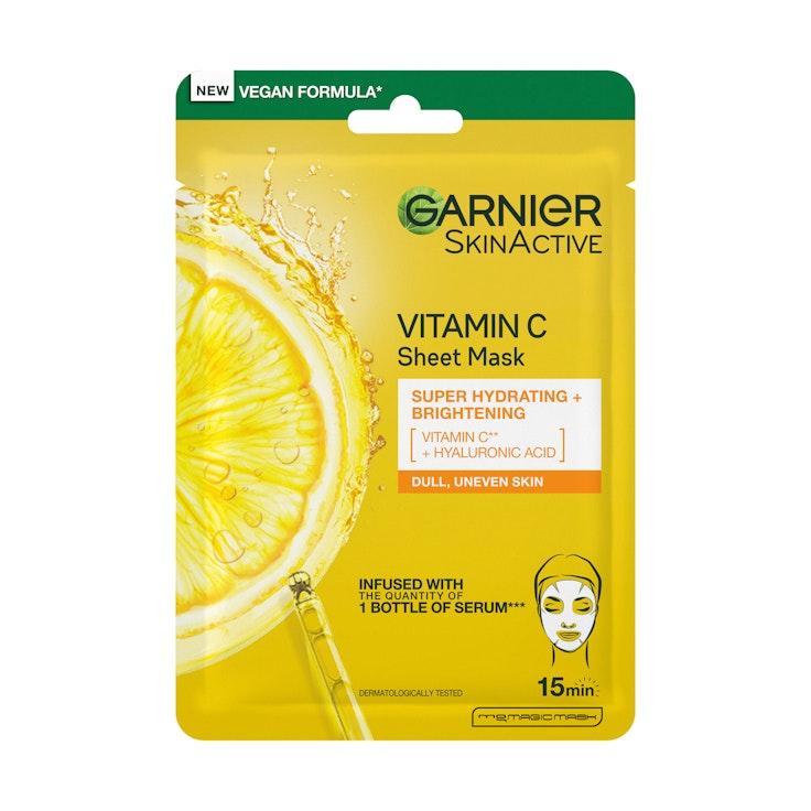 Garnier SkinActive Vitamin C kangasnaamio 28g Super Hydrating+Brightening kosteuttava ja heleyttävä