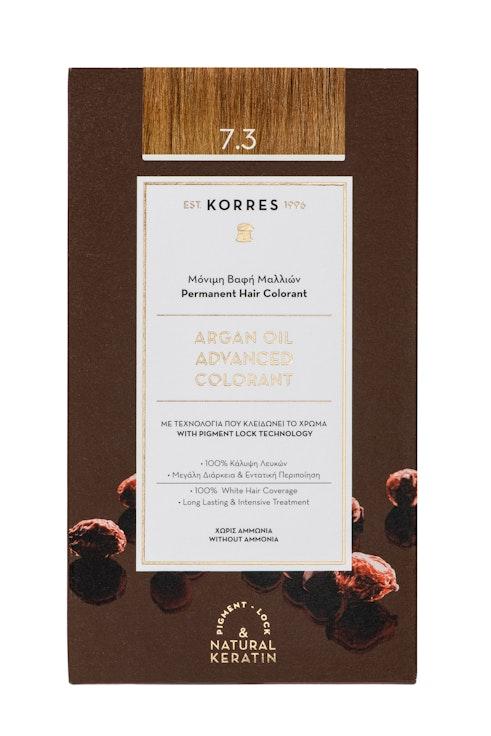 Korres hiusväri 7.3 Golden Honey Blonde Argan Oil Advance Colorant 50ml+75ml+20ml