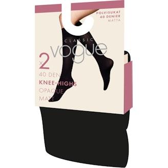 Classic Vogue Opaque Knee 40 den polvisukat 2pr/pkt musta