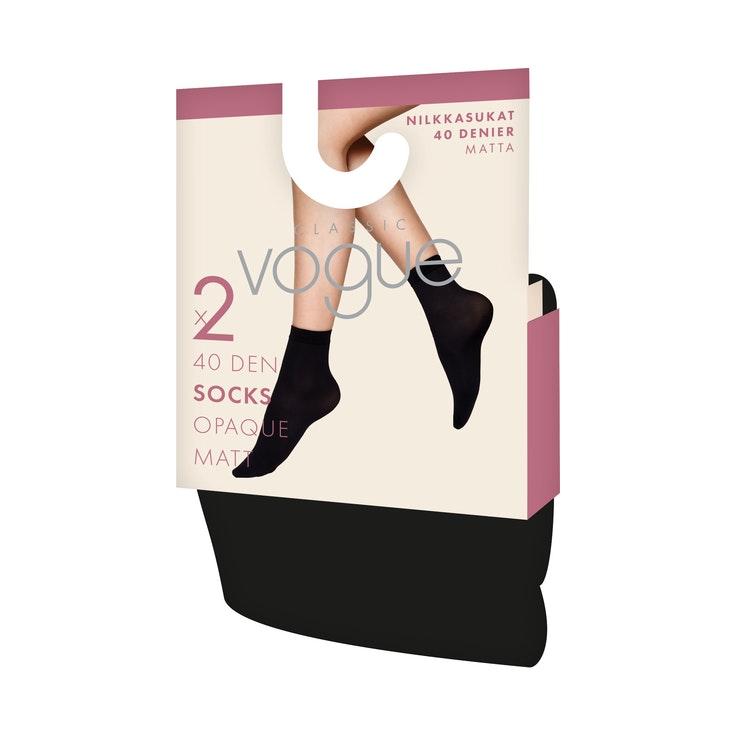 Classic Vogue Opaque Sock  40 den nilkkasukat 2pr/pkt musta