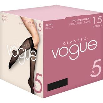 Classic Vogue 15 den polvisukat 5pr/pkt musta
