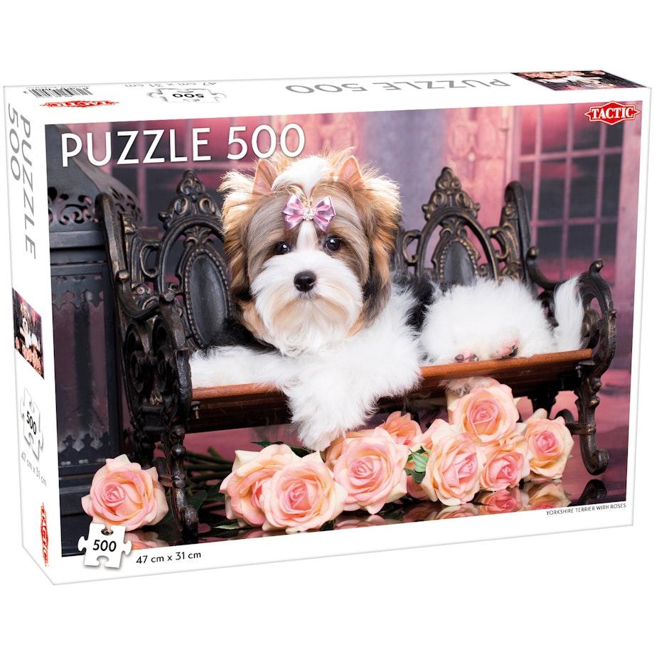 Tactic 500 palaa Yorkshire Terrier with Roses palapeli
